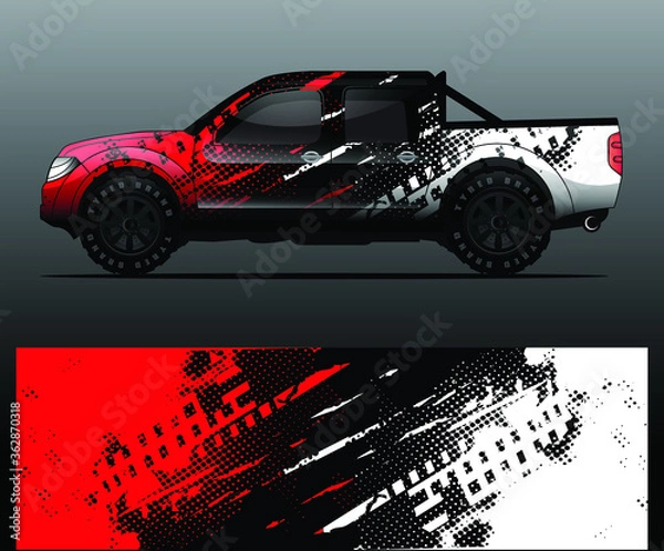 Obraz truck and vehicle Graphic vector. Racing background for vinyl wrap and decal