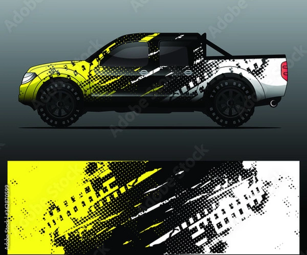 Obraz truck and vehicle Graphic vector. Racing background for vinyl wrap and decal