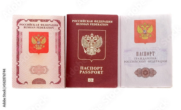 Obraz Russian passport and foreign passport of Russia in open and closed form on an isolated background