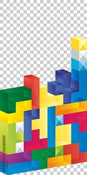 Fototapeta Tetris game with pieces of squares. Vector image            