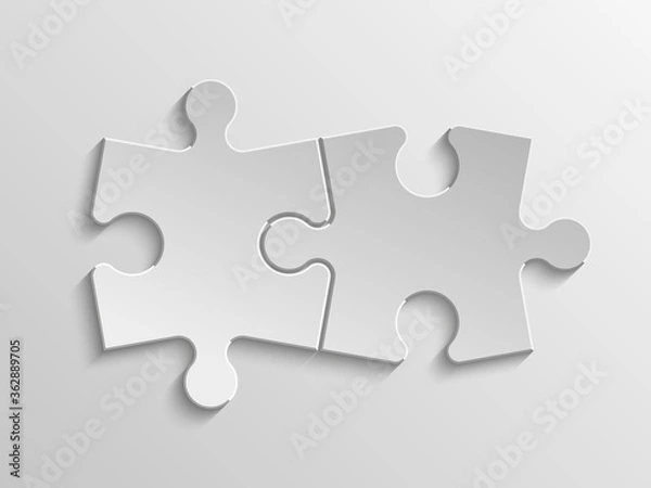 Obraz Two sided 3d puzzle presentation infographic template with explanatory text field for business statistics