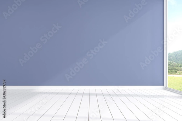 Obraz 3d render of empty room with wooden floor.