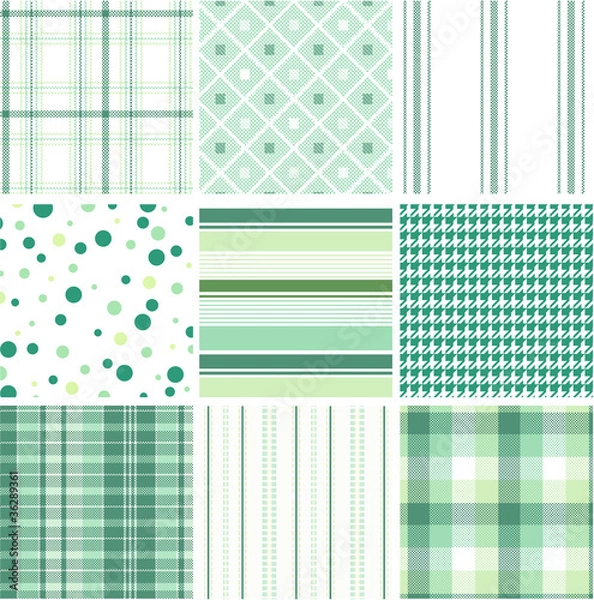 Obraz グリーンセット（チェック・ボーダー・ダイヤ・千鳥）