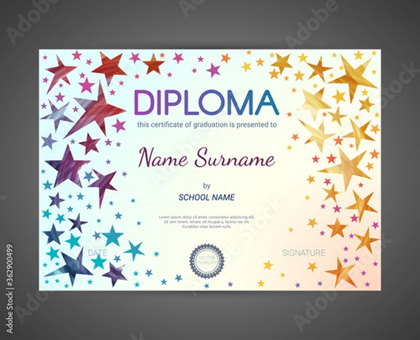 Obraz Certificate or diploma template. Vector illustration.