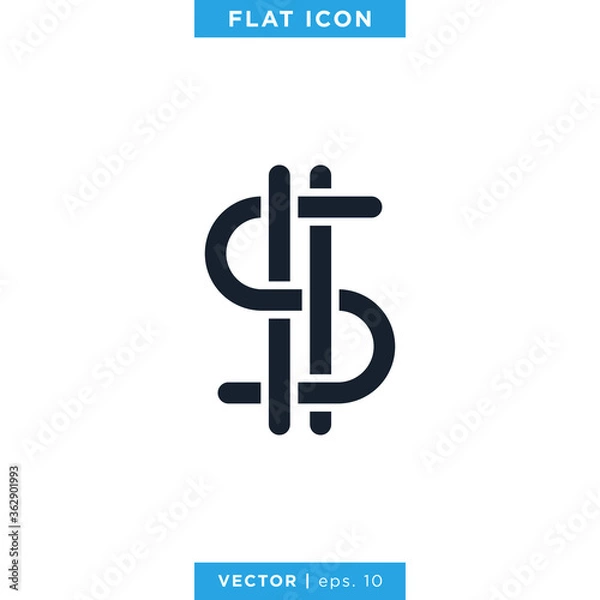 Fototapeta Dollar Sign Icon Vector Logo Design Template. Currency Icon