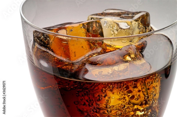 Fototapeta Glass of cola drink with ice closeup (1) with clipping path