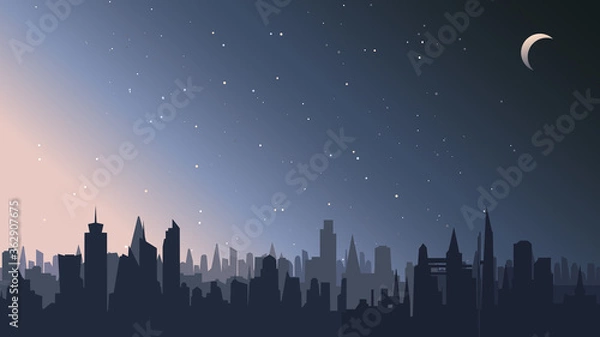 Fototapeta City landscape in the night. Beautiful urban scenery.