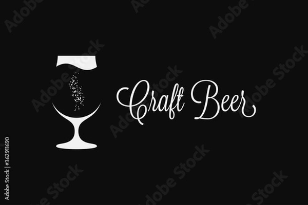 Fototapeta Craft beer glass logo on black background