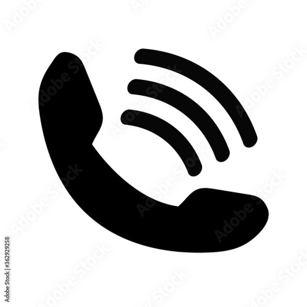 Fototapeta Call icon in trendy flat style on white background. Phone, call icon.Calling telephone with waves vector illustration. Phone template for web design, user interface, logo. Incoming call symbol