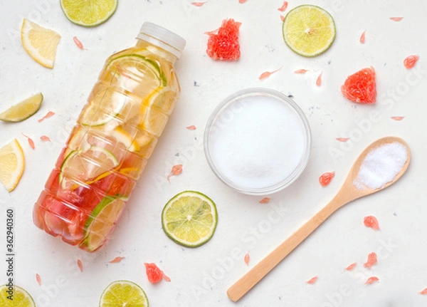 Obraz The concept of drinks with collagen for the variety. Collagen powder on a white background