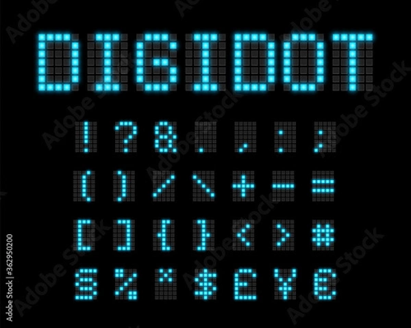 Obraz Realistic digital scoreboard font set, vector illustration