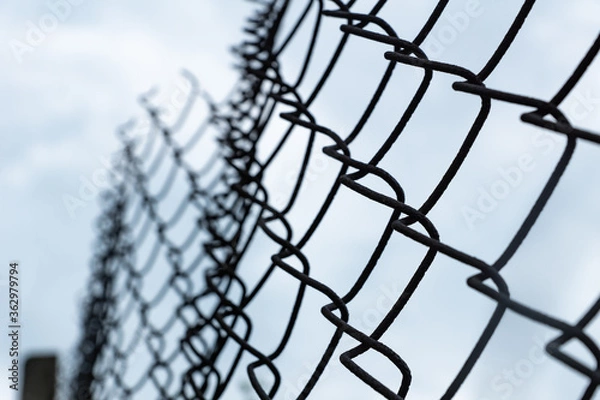 Fototapeta mesh fence against the sky