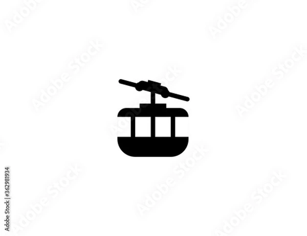 Obraz Mountain cableway vector flat icon. Isolated mountain cable way illustration