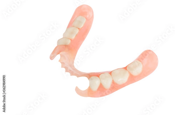 Obraz Removable plastic partial denture on white background