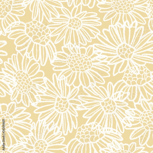Obraz Vector white yellow camomiles seamless pattern print