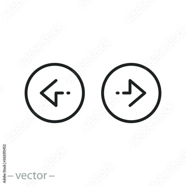 Obraz arrows button left and right, navigation icons, slider, thin line web symbol on white background - editable stroke vector illustration eps10