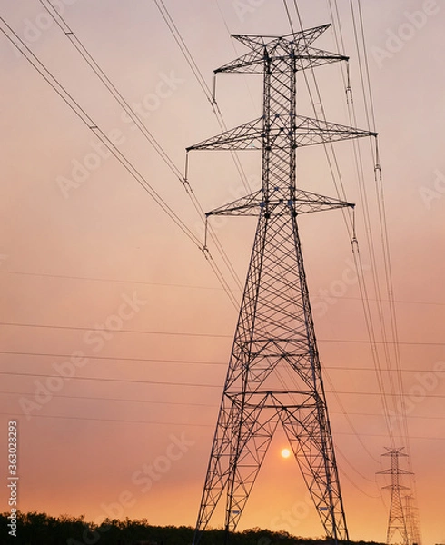 Fototapeta high voltage power lines