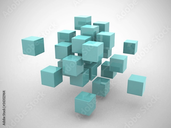 Fototapeta Abstract geometric shapes from cubes