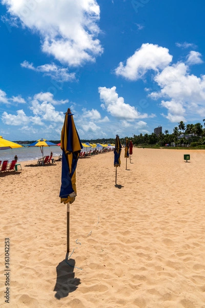 Obraz João Pessoa, Paraíba, Brazil - January 6, 2020 Local people and tourists at Praia do Bessa beach, Joao Pessoa PB, Brazil