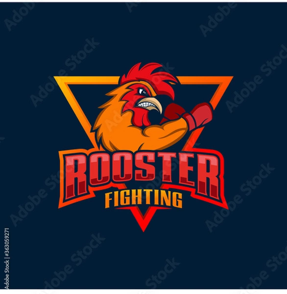 Obraz rooster fighting logo design