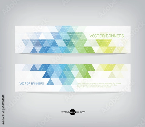 Fototapeta horizontal web banners with modern geometric backgrounds on white