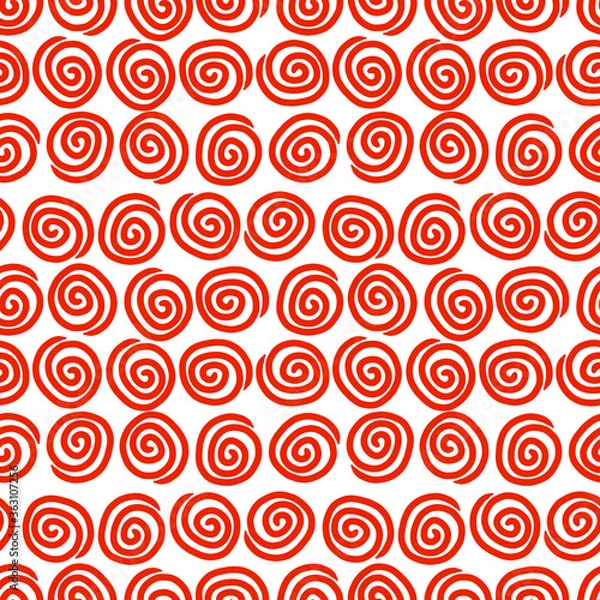 Obraz Seamless vector pattern. Red hand drawn fractals. Bright and positive pattern. Cartoon-like elements.