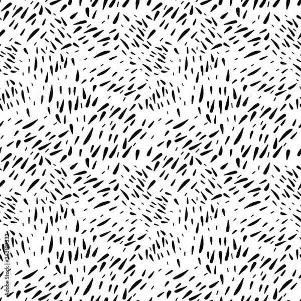 Obraz Seamless vector pattern. Black hand drawn drops. Minimalistic pattern. Interesting and modern composition.