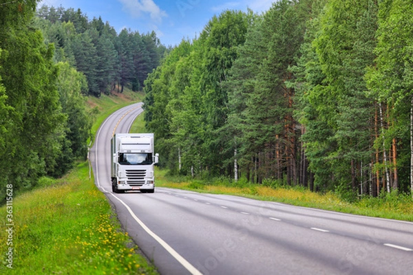 Obraz Trucking Through Summer Scenery. Copy space.