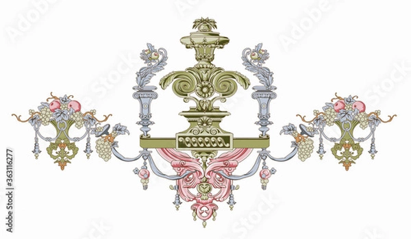 Obraz Baroque Rococo style wallpaper design, European background pattern, suitable for textile, clothing and bottom design