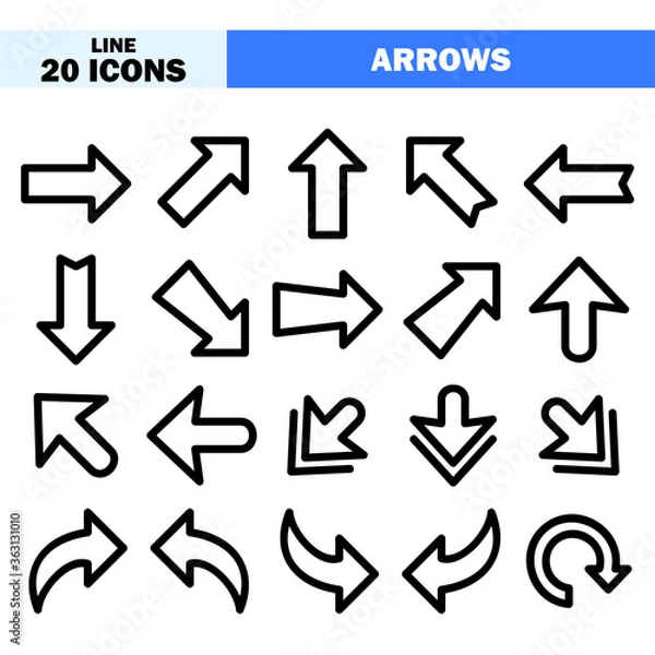 Fototapeta Arrows icon vector illustration in line style for any projects
