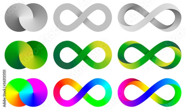 Obraz Colorful infinity signs. Abstract endless symbols collections.