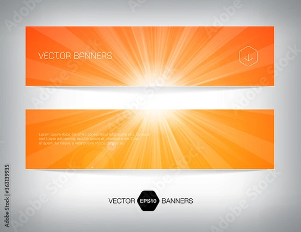 Fototapeta horizontal web banner design with rays of sun on the background