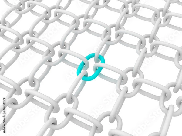 Obraz chain blue cross link. teamwork concept
