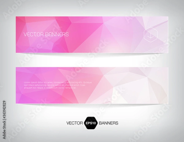 Obraz vector horizontal web banner, card design, with origami polygonal geometric background