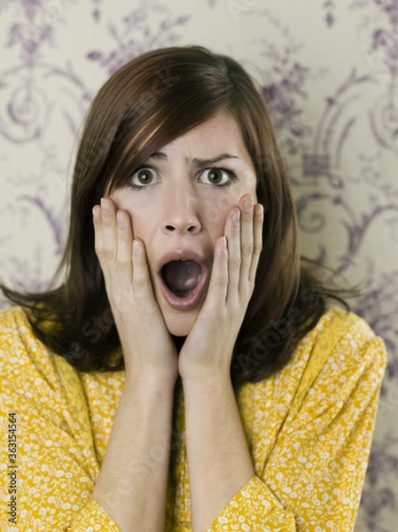 Fototapeta Woman screaming in disbelief