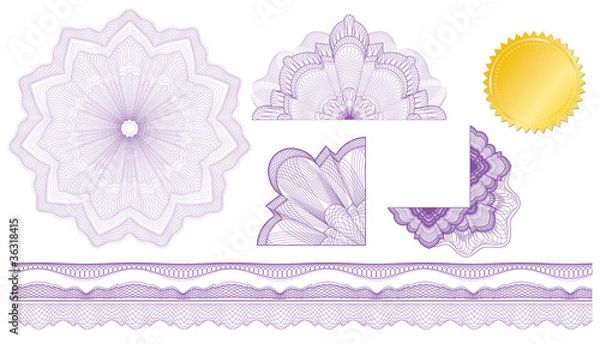 Obraz Classic guilloche elements for make diploma or certificate / vec