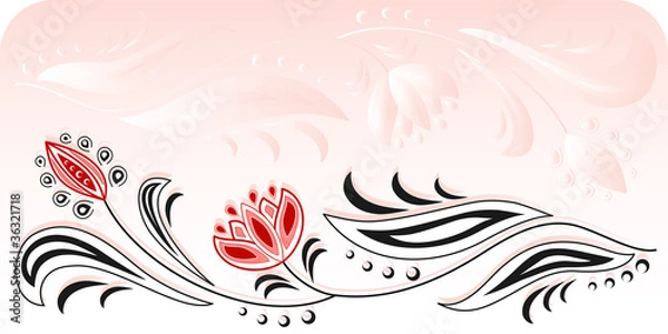 Obraz Frame of floral motive on a pink background