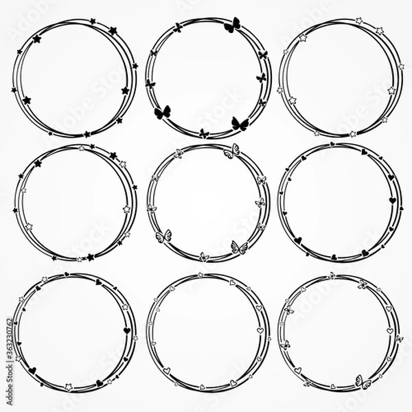Obraz Set of hand-drawn circle frames.
