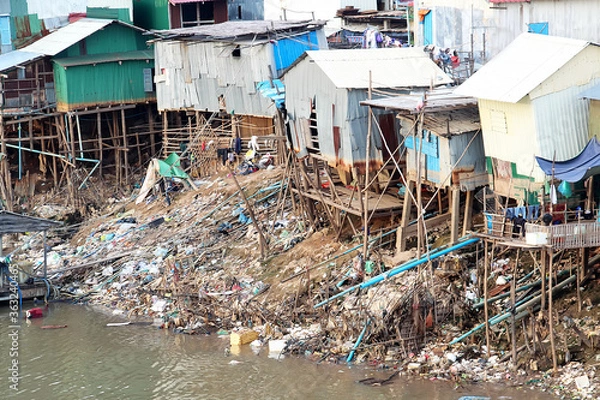 Obraz Trash problem in Phnom Penh, 9, River