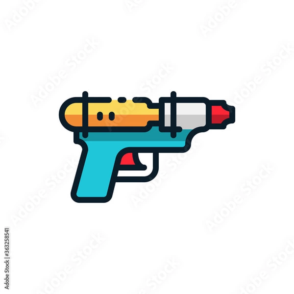 Fototapeta Water gun filled outline icons. Vector illustration. Editable stroke. Isolated icon suitable for web, infographics, interface and apps.