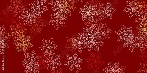 Fototapeta Light orange vector doodle template with flowers.