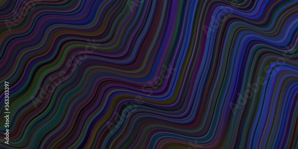Fototapeta Dark BLUE vector backdrop with bent lines.