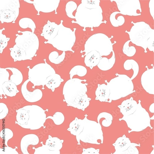 Fototapeta Seamless pattern with cute cats, vector illustration.Cute children's print on clothes.