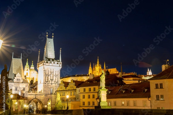 Obraz charles bridge at night