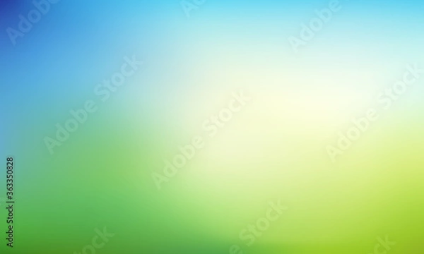 Obraz Abstract nature blurred background. Green gradient backdrop with sunlight. Ecology concept for your graphic design, banner or poster. Vector illustration