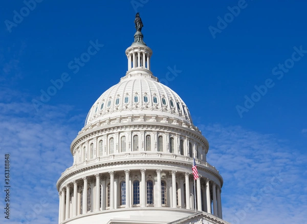 Fototapeta Capitol building close up is in Washington DC. The dome of american Capitol is in Washington DC