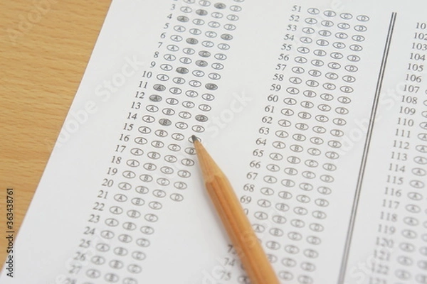 Fototapeta marked optical answer sheet