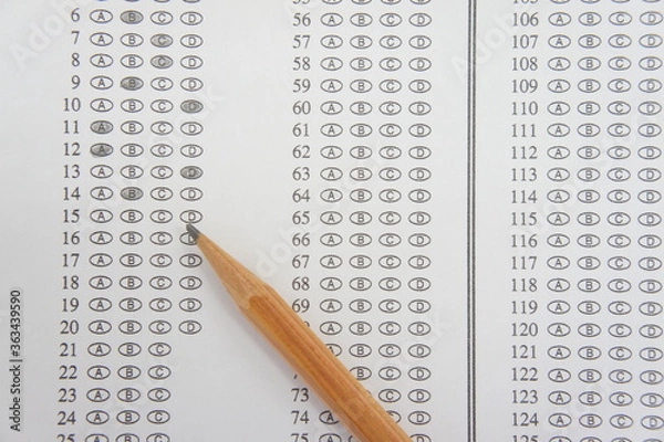 Fototapeta marked optical answer sheet