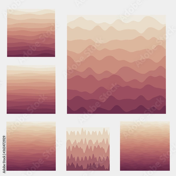 Fototapeta Abstract waves background collection. Curves in yellow brown colors. Beautiful vector illustration.