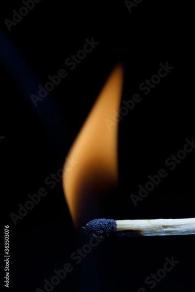 Obraz Burning match with orange flame